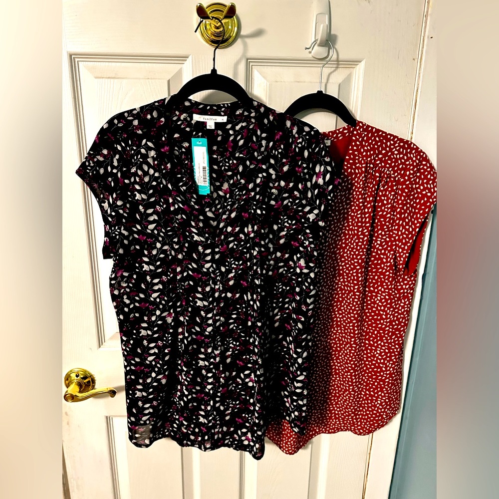 Two blouses, from Fun 2 Fun for stitchfix.  Both XL, one NWT, other not worn.